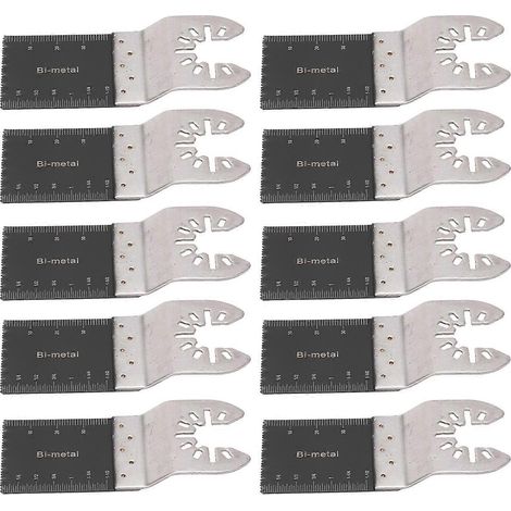 Ensemble de 10 pièces avec lames de scie oscillantes (34 mm) et système de changement rapide pour bois et plastique