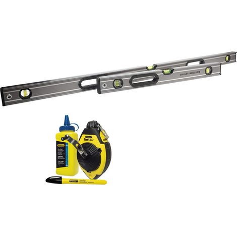 Stanley FatMax 600mm and 1200mm Spirit Levels and Chalk Line 0-43-648 0-43-624 (1/5)