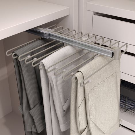 Porte-pantalons extractible en Acier Gris pierre