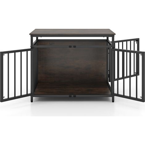 Transportín para perros 80 x 60 x 64 cm fácil acceso 3 puertas diseño rústico madera manufacturada marrón 200020526