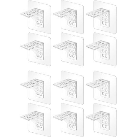 Équerre de fixation - équerre d'angle - sans perçage - autocollante - 70 x 70 mm - pour armoires et penderies - lot de 12 (1/5)