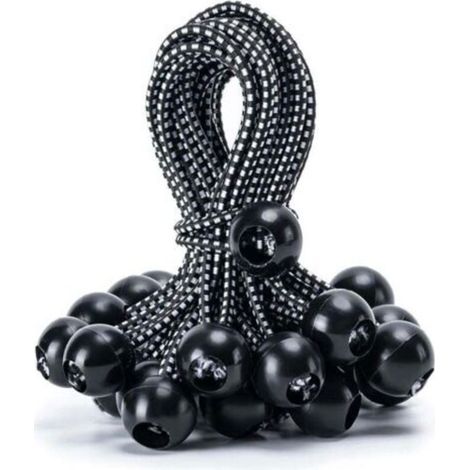 Confezione da 30 corde elastiche a sfera resistenti da 15 cm per teloni, tende da sole, campeggio, tende, carichi, cavi e tubi, ombrelli, pensiline (nere)