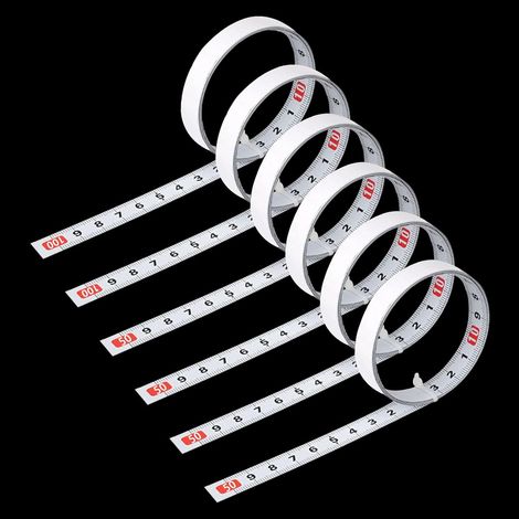 6 Pièces Mètre à Ruban en Acier au Carbone Metre Ruban Adhesif Ruban à Mesurer 0-100 cm Auto-Adhésif Métrique 50-0-50 cm Gauche à Droite Du Milieu aux Côtés pour Etablis et Machines (1/5)