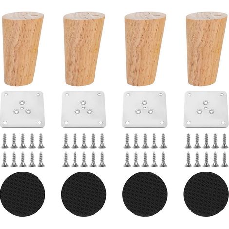 Pieds de support pour meubles en bois massif, design universel, robustes et durables, compatibles avec les cadres de lit, les canapés, etc., 8 cm, montage direct. (1/5)