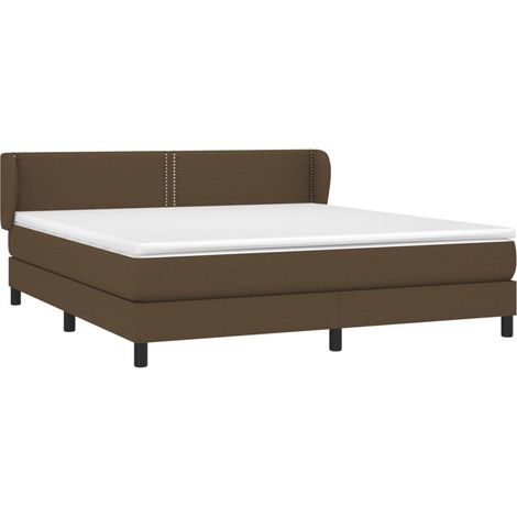 vidaXL Giroletto a Molle con Materasso Marrone Scuro 180x200cm Tessuto (1/5)
