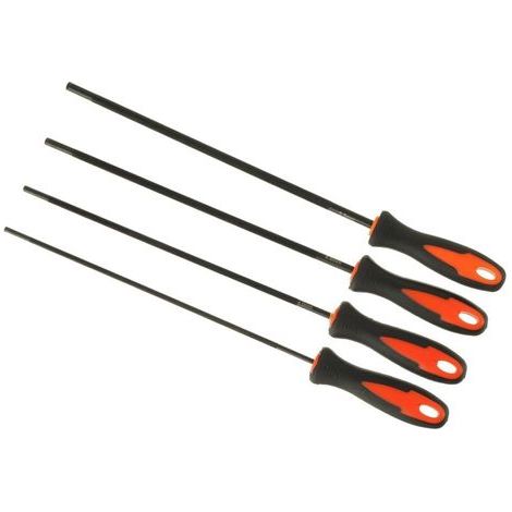 Set mit 4 Kettensägenfeilen mit Griff, 4 Größen erhältlich: 3,2 mm, 4,0 mm, 4,8 mm, 5,5 mm, geeignet für Heimwerker-Kettensägen. (1/4)