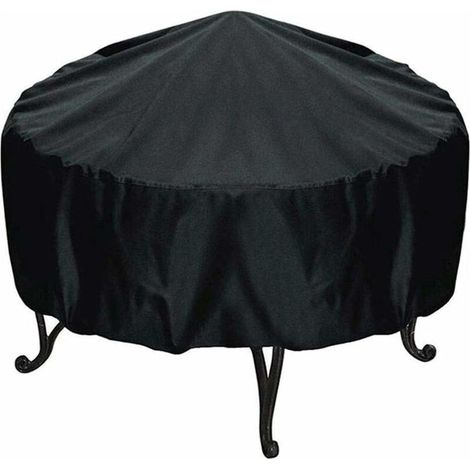 Housse de protection ronde noire pour foyer, anti-poussière et imperméable, utilisée pour protéger le foyer du poêle, 84 x 50 cm (1/5)
