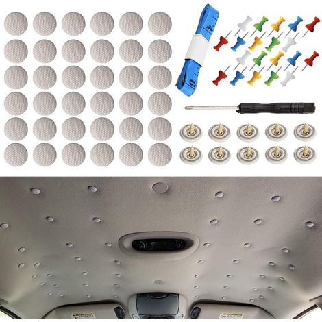 Lot de 60 vis de réparation de toit - Clips de toit - Boutons de fixation universels - Rivets universels pour toit - avec outil d'installation - Clous de réparation pour toitures qui se détachent - Cl (1/5)