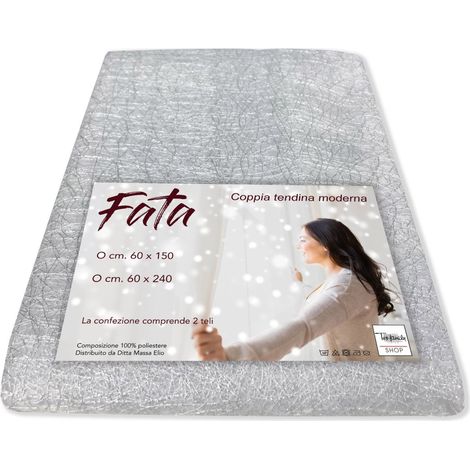 COPPIA TENDINA VETRO FATA BIANCO ORGANZA MILLE FILI COPPIA (2 TELI) CM. 60X240