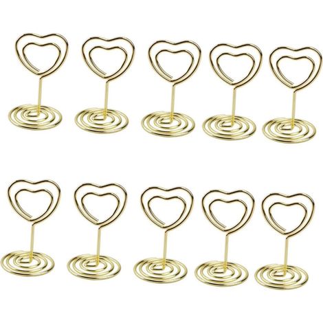 20 porte-photos dorés forme cœur – clips avec base pour mariages, anniversaires et fêtes
