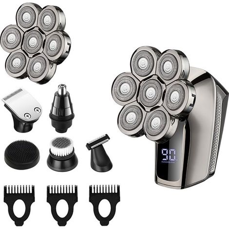 Rasoir Électrique - 6 En 1 Tête Rotative Étanche - Rechargeable Sans Fil - Pour Homme - 1 Pièce (1/2)