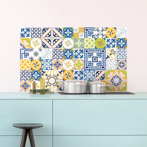 Ambiance Sticker Adhésifs Carrelages Autocollant Vintage Carreaux de Ciment Carrelage Sticker Mural Salle de Bain et Cuisine  60 Pièces de 10 x 10 cm (1/5)
