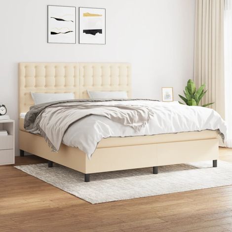 Boxspringbett mit Matratze Creme 180x200 cm Stoff (1/5)