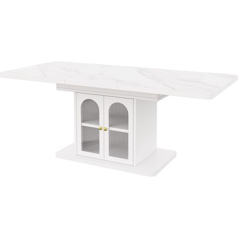 Table extensible 150200 x 80 cm 150éclairage led table de salle à manger 6 à 8 personnes rangement intégré plateau épaissi style (1/5)