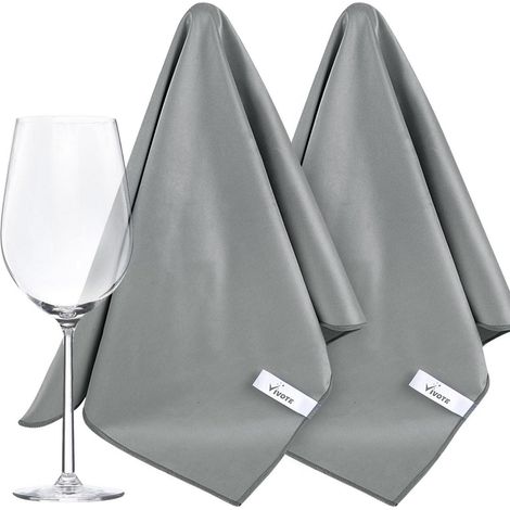 Chiffons microfibre pour vitres et polissage, 51x70cm, lot de 2, gris foncé (1/5)