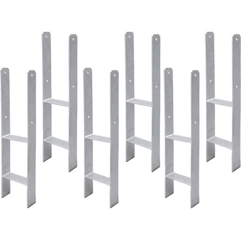 Einfeben – Support de poteau H-ancre 6x 121mm – Fixation béton pour poteaux bois – Longueur 600mm – Épaisseur 5mm – 4 trous Ø 11mm (1/5)