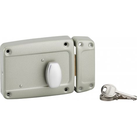 Serratura da applicare con pomello per porta laterale, maniglia, destra, 120x90mm, asse 40mm, grigio, 3 chiavi - THIRARD