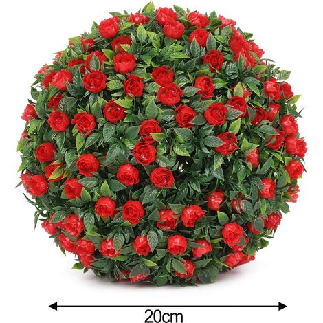Boule De Fleurs Artificielles - Boule Topiaire Suspendue Pour Décoration Intérieure Et Extérieure - Diamètre 10 cm 24 cm 34 cm - En Plastique UV Résistant (1/5)