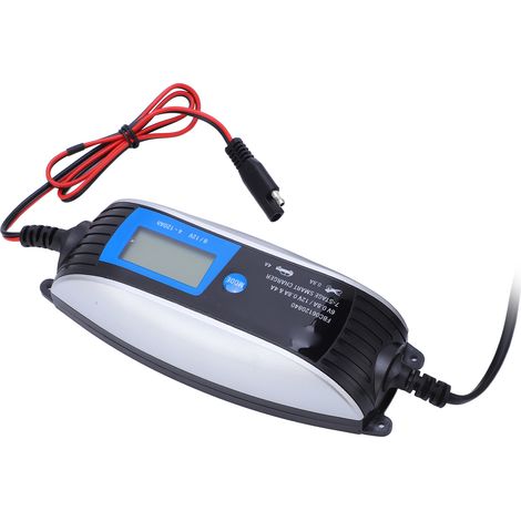 Chargeur de batterie intelligent avec écran LCD, mainteneur automatique, protection contre l'inversion, prise UE 180-240V AC (1/5)