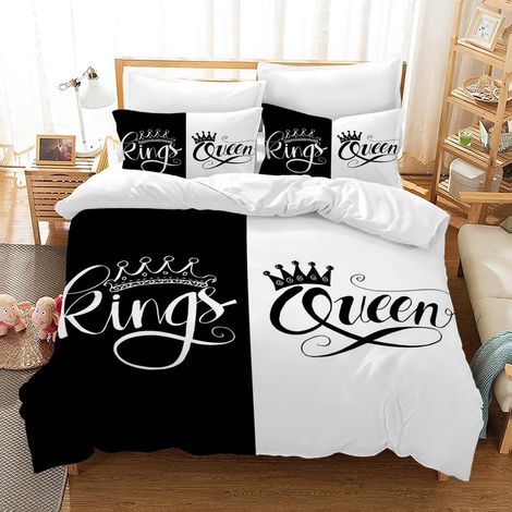 Bettwäsche-Set King & Queen 220x240cm Mikrofaser mit Reißverschluss