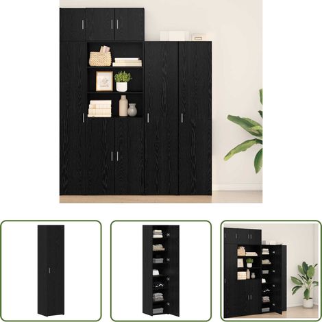 Hochschrank Schwarz Eichen-Optik -  Highboard Schwarz Eichen-Optik 40 x 42,5 x 185 cm