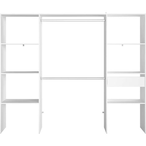 Vestidor práctico con 6 estantes + 1 cajón y 2 armarios ELYSEE