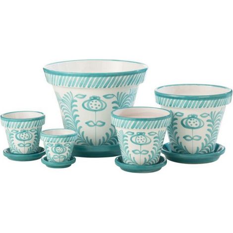 J-Line cache-pot Granada Handmade + Painted - céramique - aqua - small - Ø 21 cm (1/3)
