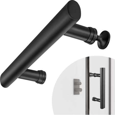 Poignée de porte de douche coulissante en métal noir de 145 mm avec boutons de porte intérieure pour pièces de porte en verre de douche (1/5)