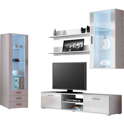 Conjunto de salón Tornola 114, Blanco + Blanco brillante