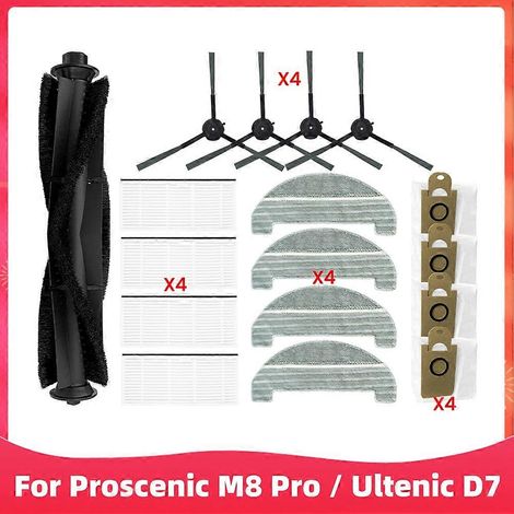 Filtre pour aspirateur brosse pour aspirateur Filtre de brosse pour aspirateur filtre de M8 Pro / D7 Robot Aspirateur Spare Main Side Brosse HEPA Filtre Serpillière Rag Dust Bags (1/5)