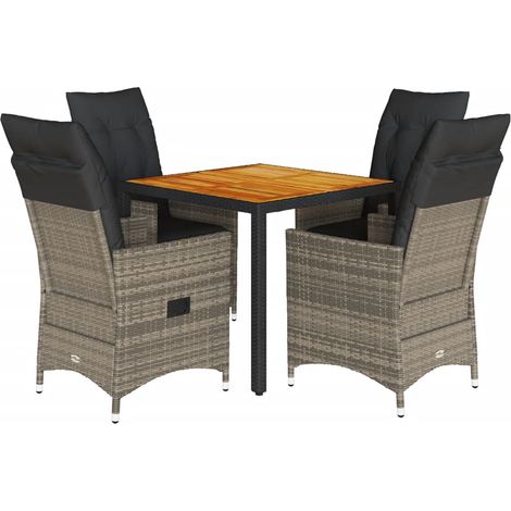 vidaXL Set da Pranzo da Giardino 5 pz con Cuscini in Polyrattan Grigio (1/5)