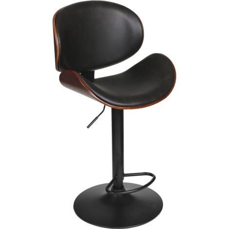 Chaise de Bar Rétro Design "Nash" 97-118cm Noir (1/5)