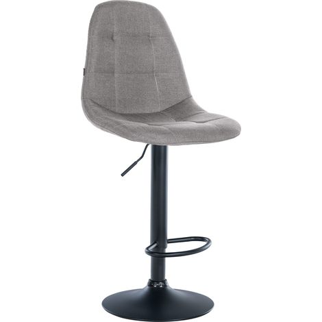 Tabouret de bar x1 avec repose-pieds hauteur réglable pivotant assise en tissu gris cadre métallique noir 100004840