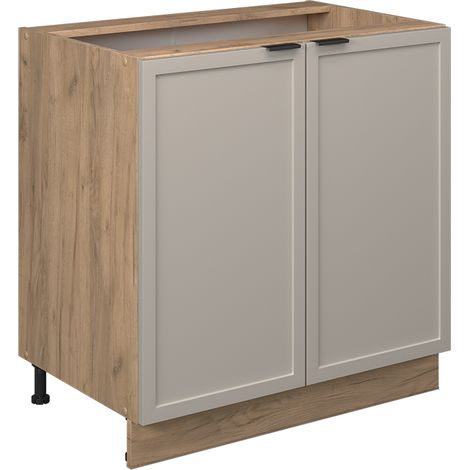 Mobile lavello cucina Fame-Line, GrigioBeige, 80 cm con ripiano, senza piano di lavoro, Vicco