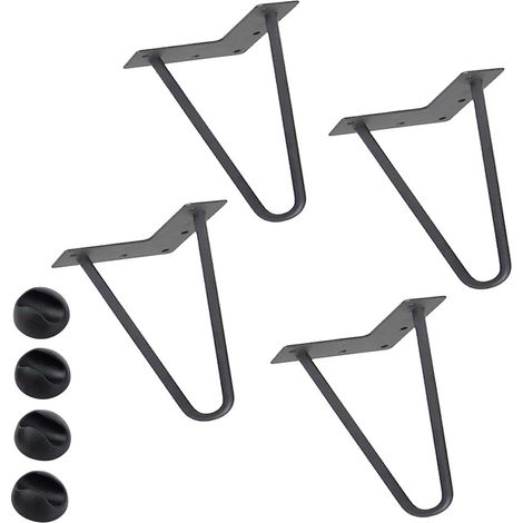 4x Gambe Piedi Tavolo Piedini Mobili Divano 15cm Metallo Design Moderno Grigio