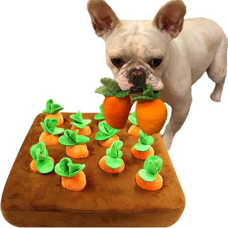 Tapis Olfactif En Peluche - Carotte - Pour Chiens Et Chats - Jeu Interactif De Stimulation Sensorielle - 35 X 35 Cm - 1 Pièce (1/5)