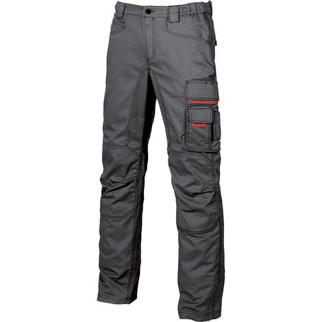 Upower GRIN pantalone da lavoro multitasca comodo invernale felpato in flanella GREY METEORITE taglia 50 (1/2)