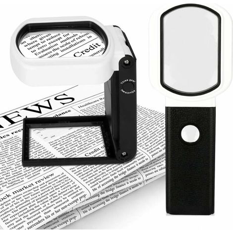 Magnifier with Light and Stand, 25X 10X Illuminated Handheld Hands co.ukee Magnifier 9 LED Illuminated Magnifier for Reading, Inspecting, Exploring, Jewelry, Hobby and Crafts (1/5)