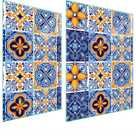 PLAQUE DE PROTECTION EN VERRE POUR POÊLE 70x52 MOSAÏQUE (1/5)