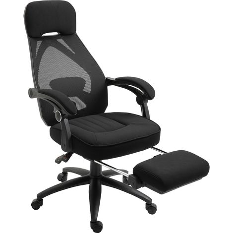 Vinsetto Office Chair with Footrest,High Back Swivel Desk Chair with Adjustable Height and Headrest for Home Office, Black (1/5)