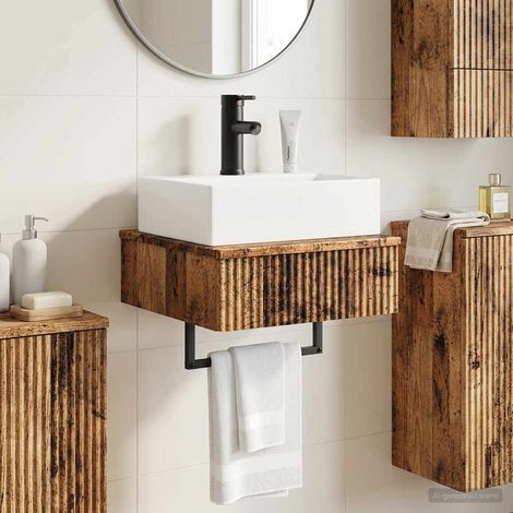 Lavabo de Lavado Montado en la Pared Madera envejecida