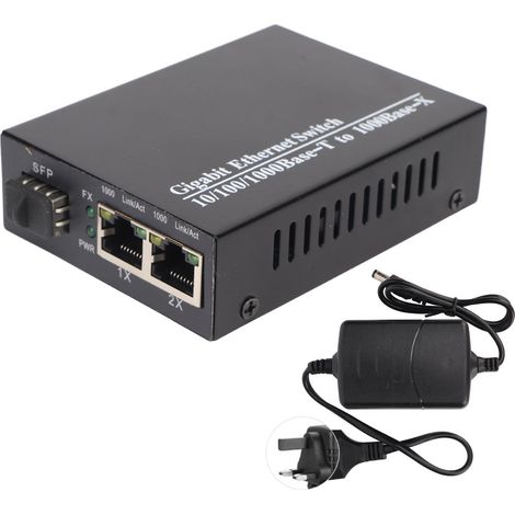 Convertisseur de média optique Gigabit SFP vers RJ45, compatible multifonction, fibre optique transceiver, prise UK 100‑240V (1/5)