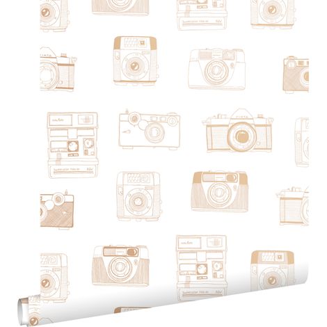 papier peint appareils photo instantanés brun cuivré brillant - ESTAhome (1/5)