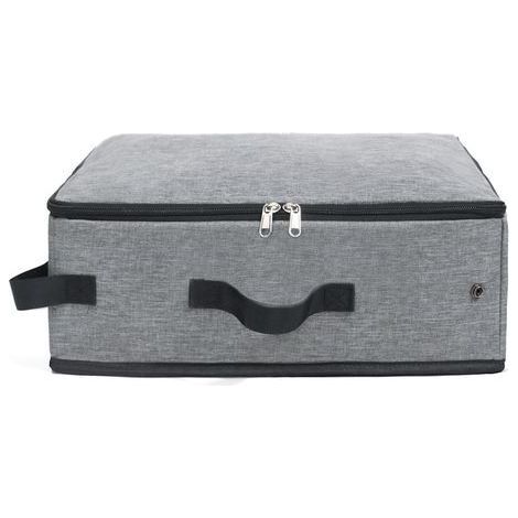 Boîte à litière de voyage portable, bac à litière pliable avec couvercle et poignée, litière pliable légère standard, adaptée au voyage pour chats (gris) (1/5)