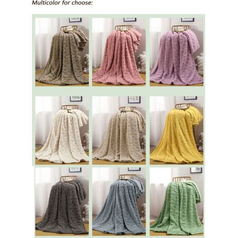 Couverture Extra Douce Jacquard uni 180 x 200 cm, Couvre-lit de canapé Polyvalent, Plaid de lit, Couverture Foulard, Beige (1/4)