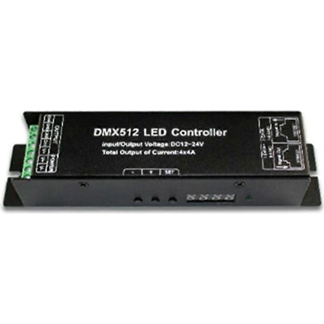 DMX512 4-Kanal-Digitaldecoder und Dimmer für RGBW-LED-Streifen, DC 12–24 V Netzteil, 4 A/Kanal (1/5)