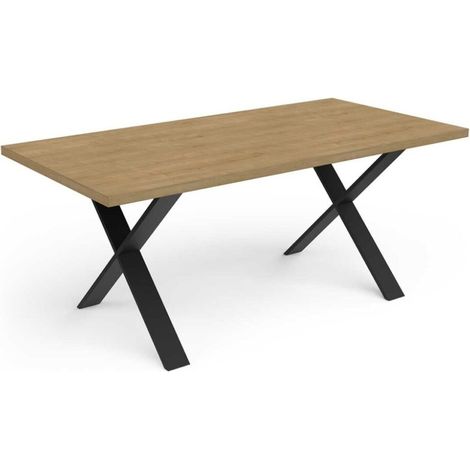 Tavolo da Pranzo Industriale con Gambe in Metallo Cross Vicawu - Rovere moro