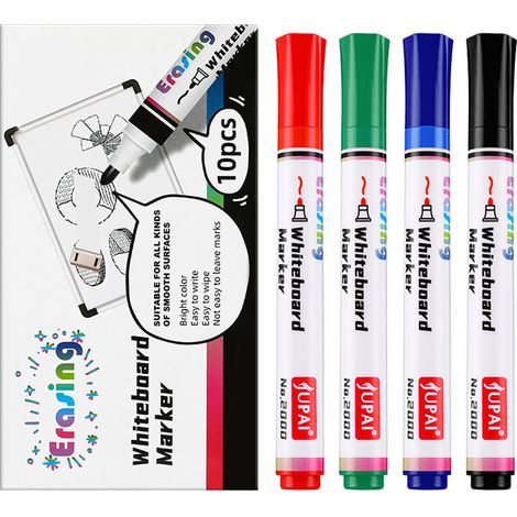 Stylo Vitré - Stylos Effaçables À Sec - 4 Couleurs - Encre Haute Capacité - Pour Tableaux Blancs Miroirs Et Carreaux - Lot De 12 (1/5)