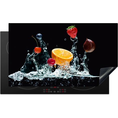 PROTECTION PLAQUE INDUCTION Eau - Fruit - Orange - Fraise - Cerise - Noir Tapis de Protection 90x52 cm