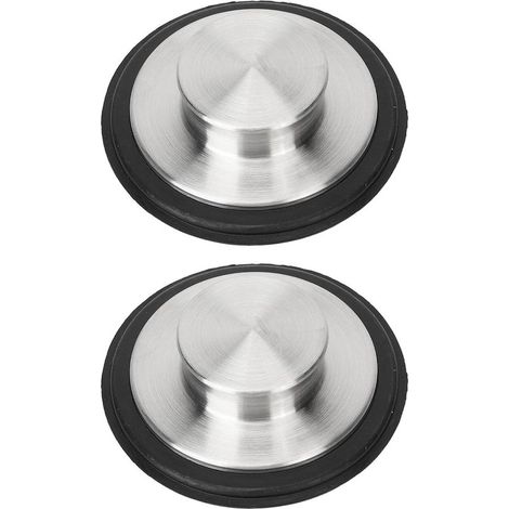 Tapón de desagüe de cocina de acero inoxidable，Tapón para fregadero con junta de goma，8 cm de diámetro，2 piezas，duradero y resistente (1/5)